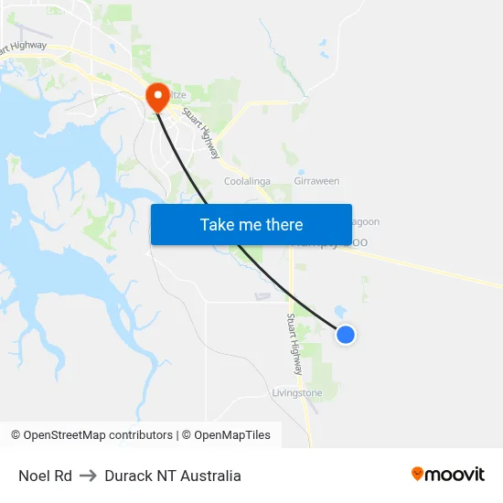 Noel Rd to Durack NT Australia map