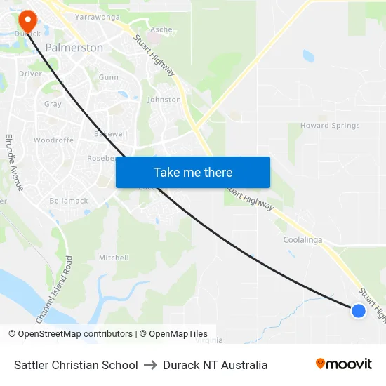 Sattler Christian School to Durack NT Australia map