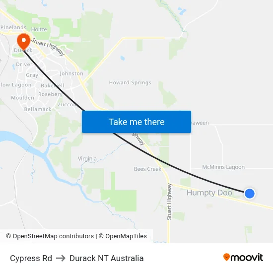 Cypress Rd to Durack NT Australia map