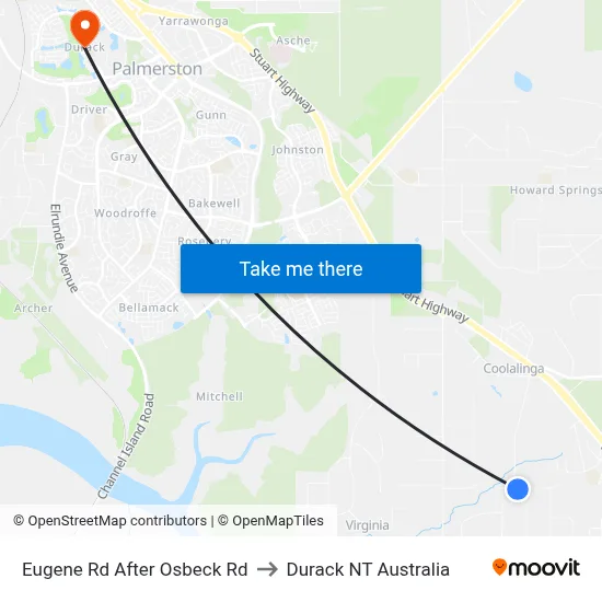 Eugene Rd After Osbeck Rd to Durack NT Australia map