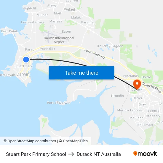 Stuart Park Primary School to Durack NT Australia map