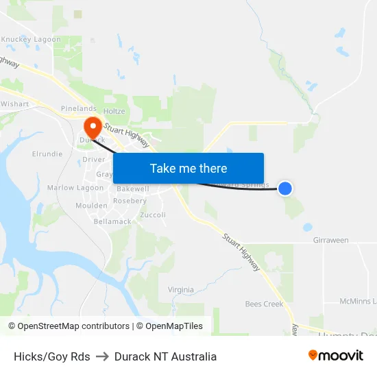 Hicks/Goy Rds to Durack NT Australia map