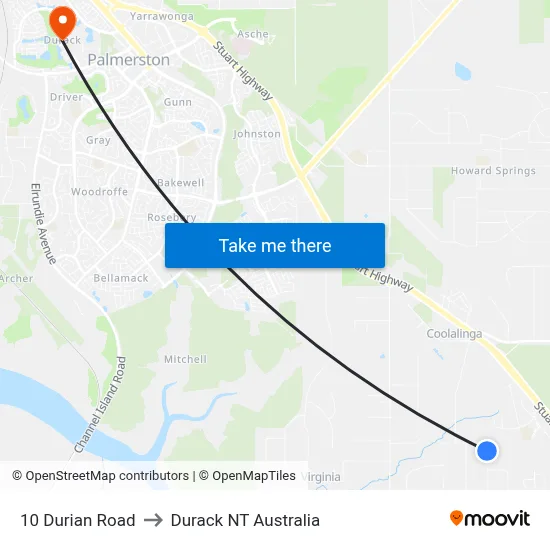 10 Durian Road to Durack NT Australia map
