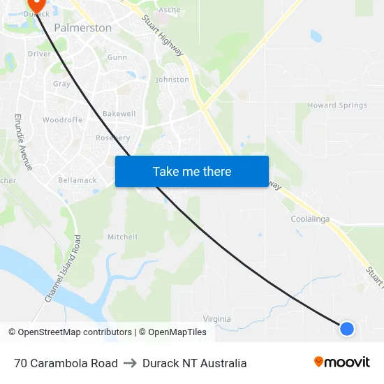 70 Carambola Road to Durack NT Australia map