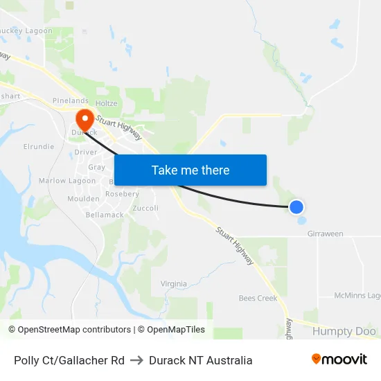Polly Ct/Gallacher Rd to Durack NT Australia map