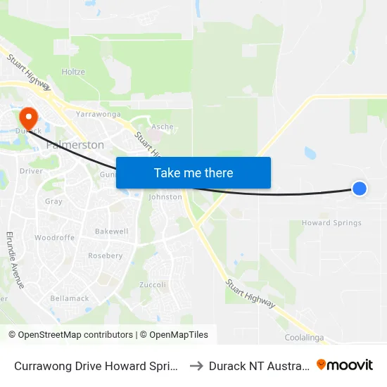 Currawong Drive Howard Springs to Durack NT Australia map