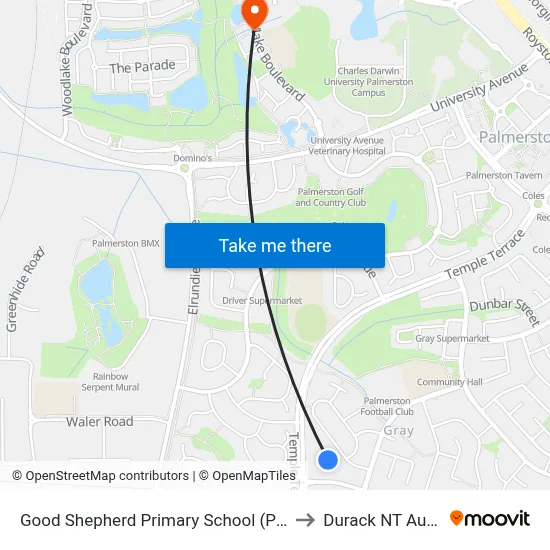 Good Shepherd Primary School (Palmerston) to Durack NT Australia map