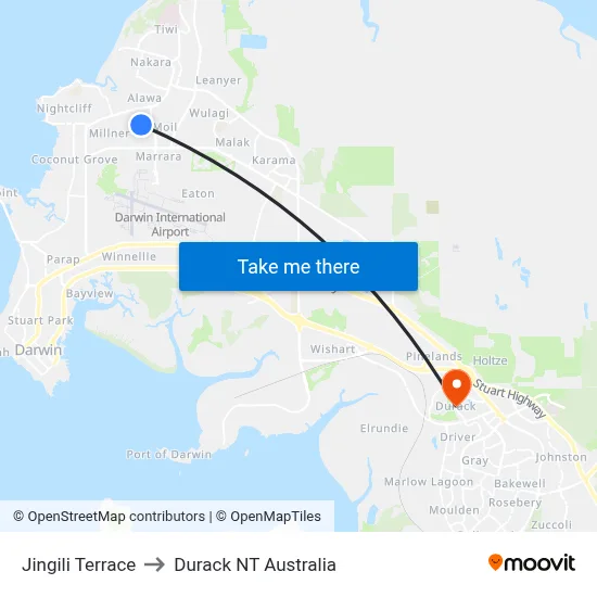 Jingili Terrace to Durack NT Australia map