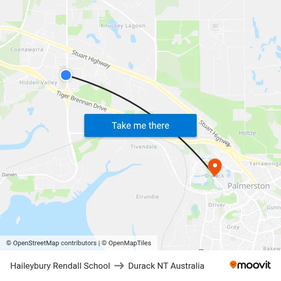 Haileybury Rendall School to Durack NT Australia map