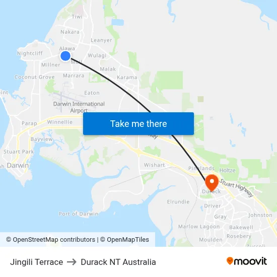 Jingili Terrace to Durack NT Australia map