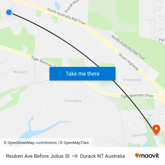 Reuben Ave Before Julius St to Durack NT Australia map