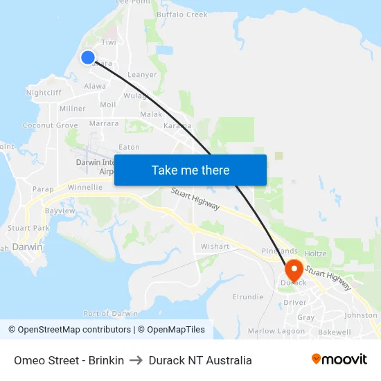 Omeo Street - Brinkin to Durack NT Australia map