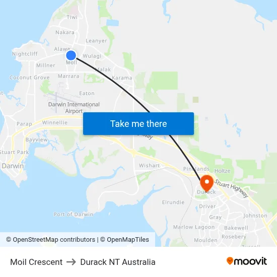 Moil Crescent to Durack NT Australia map