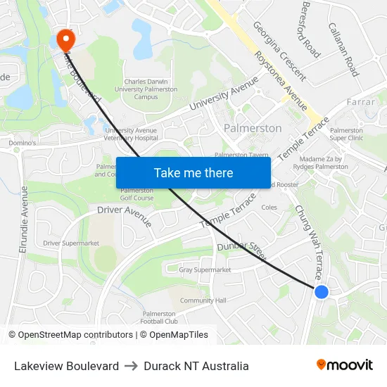 Lakeview Boulevard to Durack NT Australia map