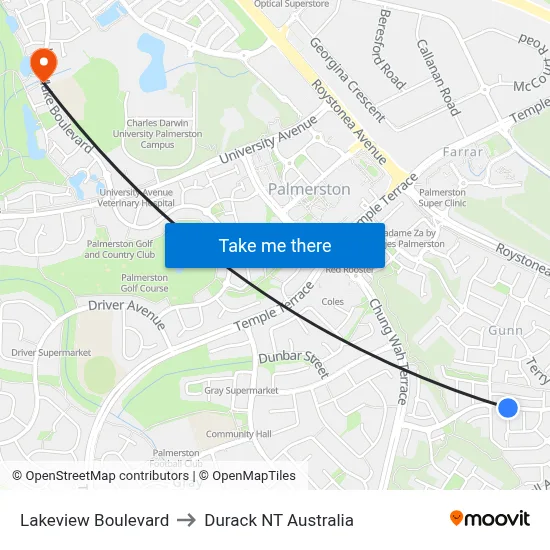 Lakeview Boulevard to Durack NT Australia map