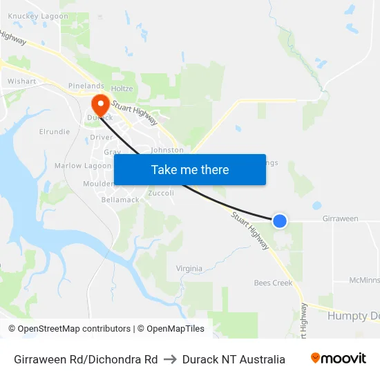 Girraween Rd/Dichondra Rd to Durack NT Australia map