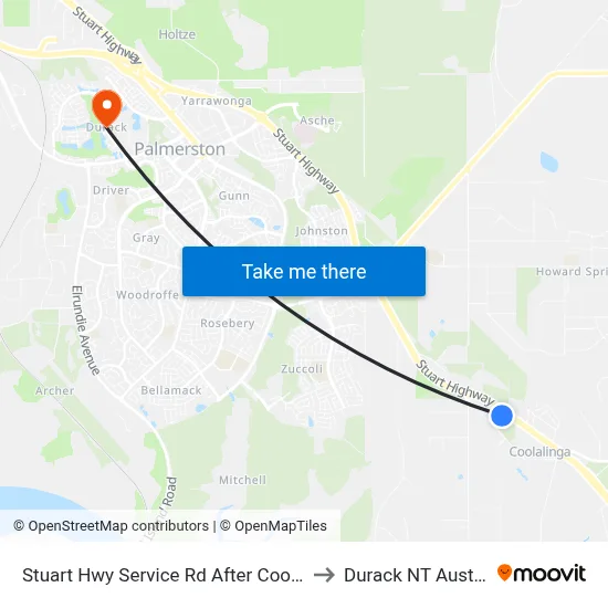 Stuart Hwy Service Rd After Coolalinga to Durack NT Australia map