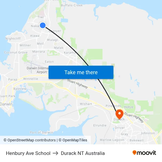 Henbury Ave School to Durack NT Australia map