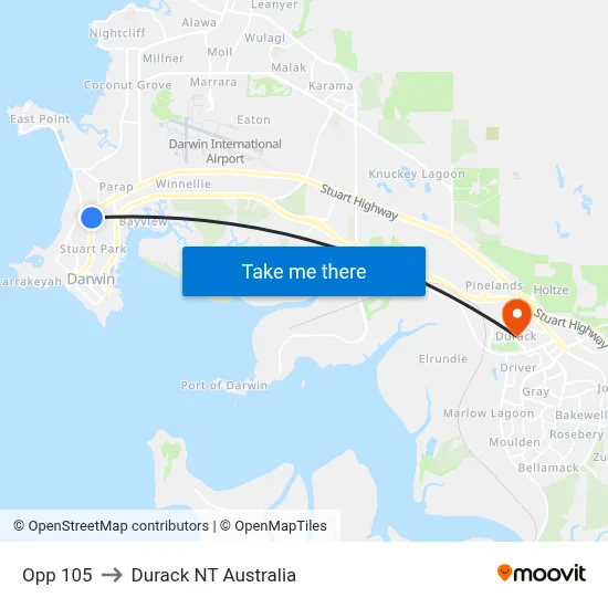 Opp 105 to Durack NT Australia map