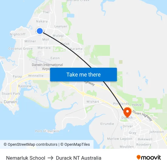 Nemarluk School to Durack NT Australia map