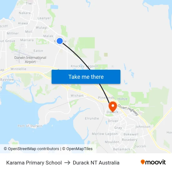 Karama Primary School to Durack NT Australia map