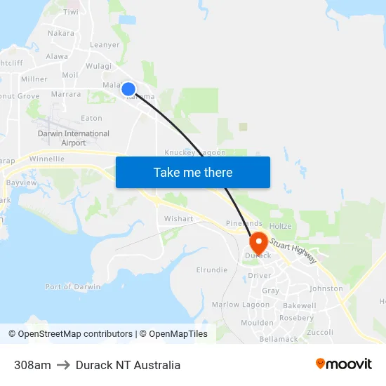 308am to Durack NT Australia map