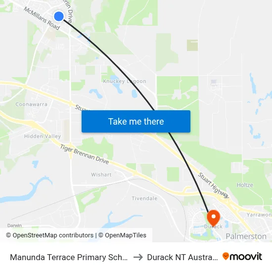 Manunda Terrace Primary School to Durack NT Australia map