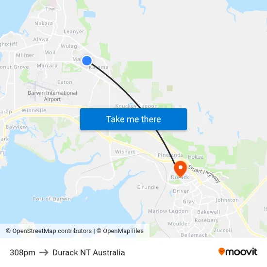 308pm to Durack NT Australia map