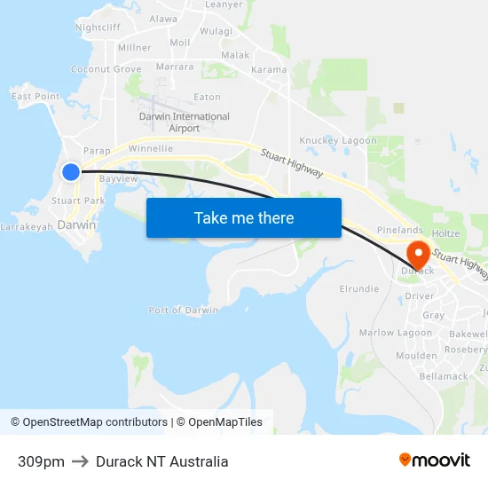 309pm to Durack NT Australia map