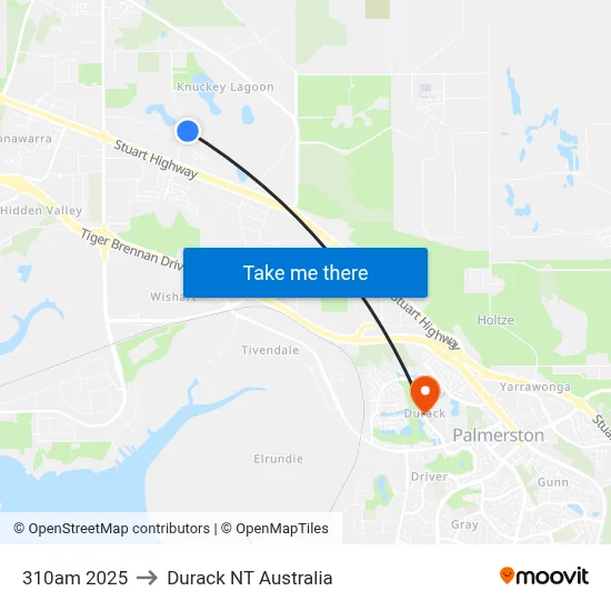 310am 2025 to Durack NT Australia map