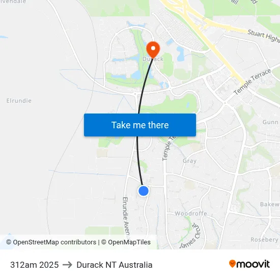 312am 2025 to Durack NT Australia map