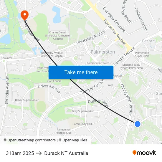 313am 2025 to Durack NT Australia map