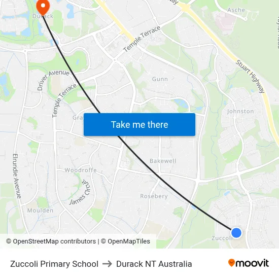 Zuccoli Primary School to Durack NT Australia map
