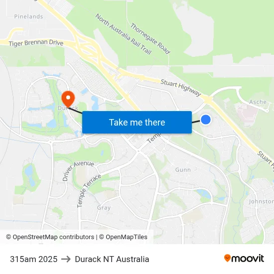 315am 2025 to Durack NT Australia map