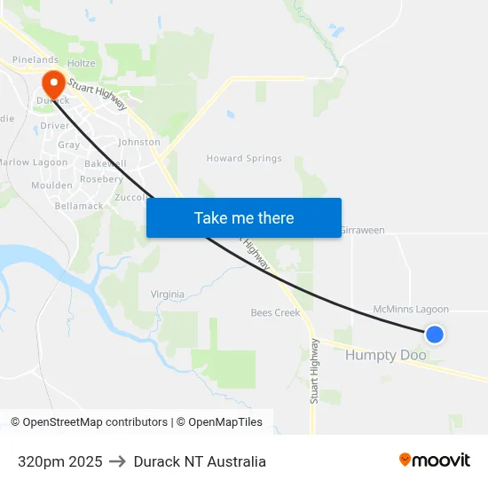 320pm 2025 to Durack NT Australia map