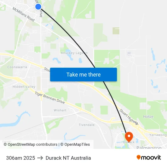 306am 2025 to Durack NT Australia map