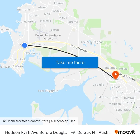 Hudson Fysh Ave Before Douglas St to Durack NT Australia map