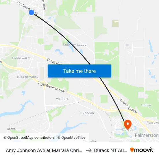 Amy Johnson Ave at Marrara Christian School to Durack NT Australia map