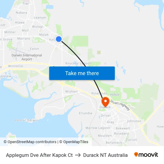 Applegum Dve After Kapok Ct to Durack NT Australia map