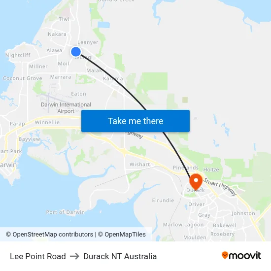 Lee Point Road to Durack NT Australia map