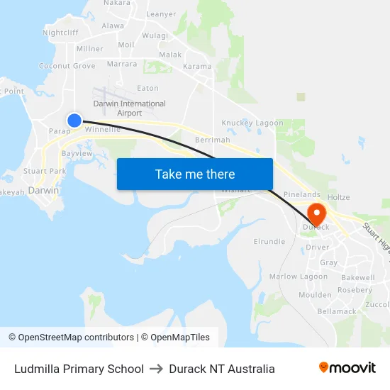 Ludmilla Primary School to Durack NT Australia map