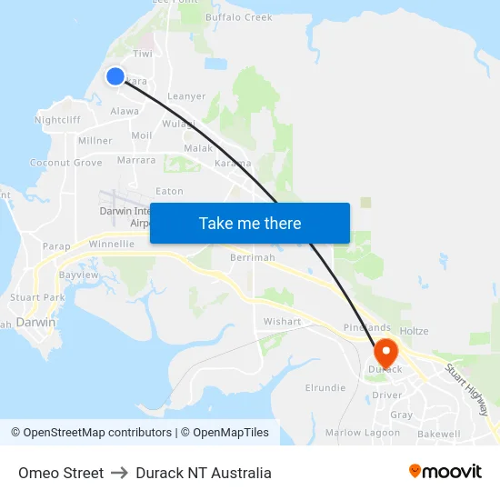 Omeo Street to Durack NT Australia map