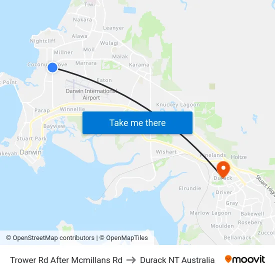 Trower Rd After Mcmillans Rd to Durack NT Australia map