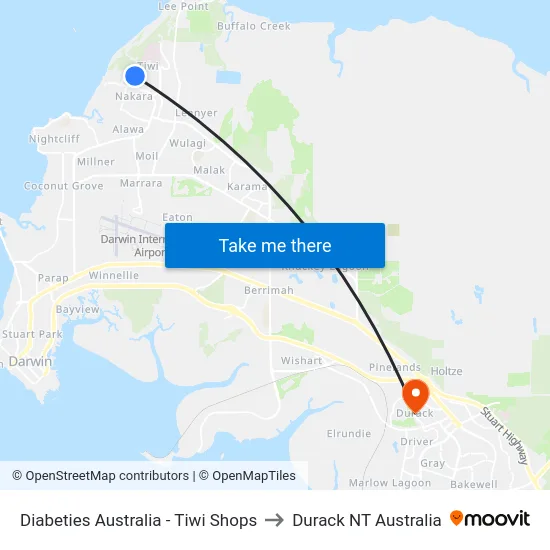 Diabeties Australia - Tiwi Shops to Durack NT Australia map