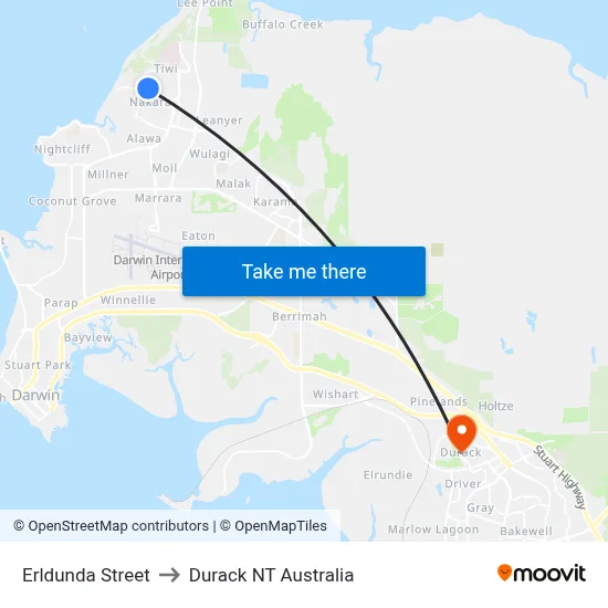Erldunda Street to Durack NT Australia map