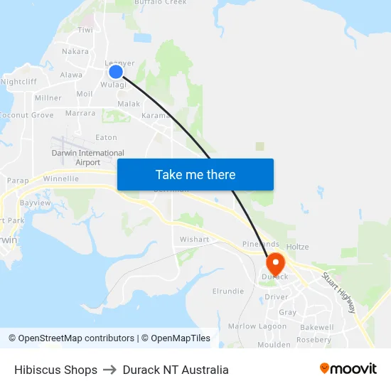 Hibiscus Shops to Durack NT Australia map