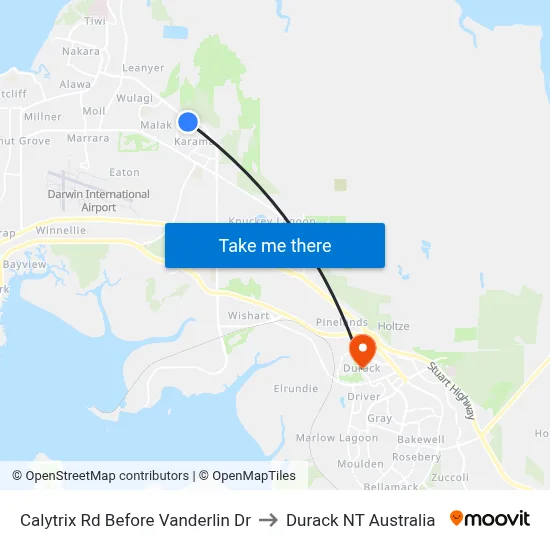 Calytrix Rd Before Vanderlin Dr to Durack NT Australia map