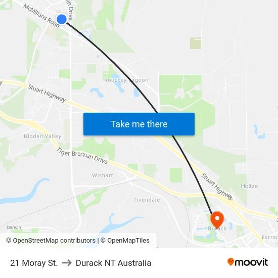 21 Moray St. to Durack NT Australia map