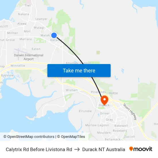 Calytrix Rd Before Livistona Rd to Durack NT Australia map