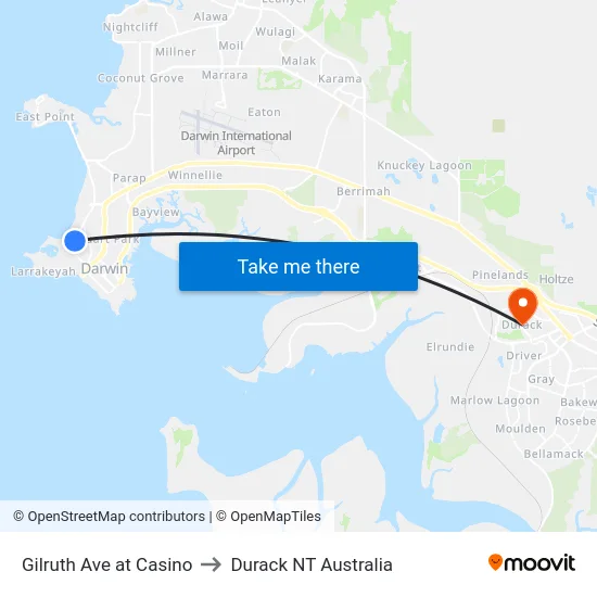 Gilruth Ave at Casino to Durack NT Australia map